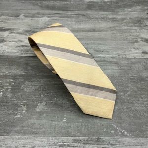 Robert Talbott Yellow, Grey & White Stripe Linen Tie